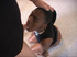 Black woman sucks white cock and takes in her ass
