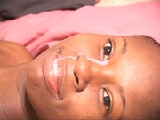 Cute black sweet girl takes hard dick in her ass and then has cum spilt on her face
