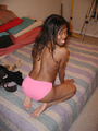 Hot sexy ebony in cute pink panty enjoys - Picture 3