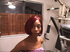 Very slim and hot ebony with cute little tits sucks dick and shows her