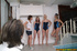 Sporty gorgeous swimming ladies gave him a handjob by the pool