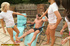 Pool handjob party by three hot seductive sexy ladies