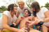 Pool handjob party by three hot seductive sexy ladies