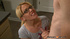 Nerdy blond doing a nasty cocksucking job