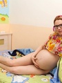Pregnant spectacled blondie takes off - Picture 7