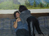 Black girl in leather trusers lets her guy undress her for having  some