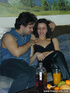 Black girl in leather trusers lets her guy undress her for having  some