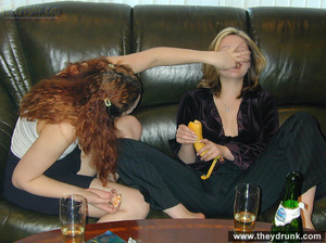 Sexy blond and redhead lesbians drinking and get so horny that they can't resist playing with each other - XXXonXXX - Pic 8