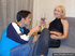 Pretty blond is shameless to strip while her guy watching and proudly