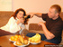 Young sexy redhead wife stripping and posing in front of her husband