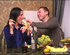 Flirty relaxed brunette eats banana then gets a big cock in her mouth