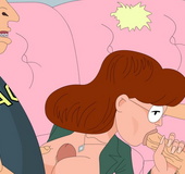 Skillful cartoon chick Daria pleasing Beavis Butt-head cocks at the same