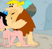 Horny Fred Flintstone and his best friend Barney Rubble sharing petite