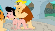 Horny Fred Flintstone and his best friend Barney Rubble sharing petite Betty Rubble.