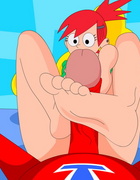 Slutty redhead toon nymph Frankie givea a professioanl footjob to lucky