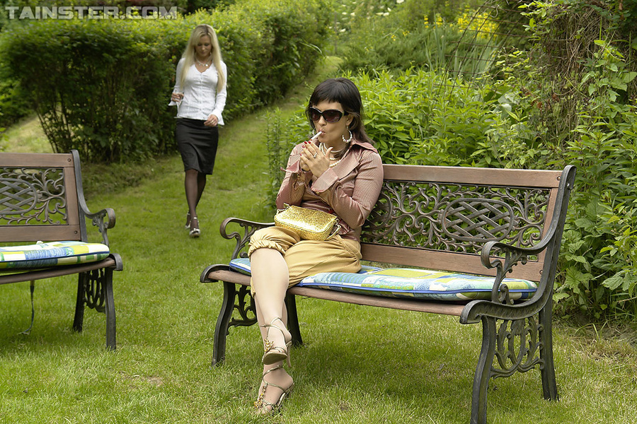 Four beautiful horny girls meet in the park - XXX Dessert - Picture 1