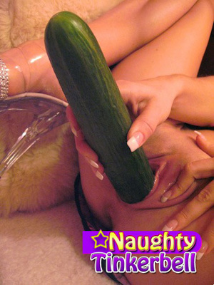 Cute dirty blonde loving her vegetables sticks very large cucumber in her pussy - Picture 14