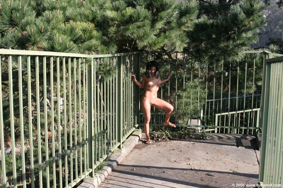 Nature lover bold pink hair lady goes nude outdoors right on the streets - XXXonXXX - Pic 1