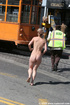 Lusty babes walking proud and nude on the streets in their birthday suits