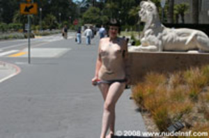 Sexy hot babes take it all of to walk through the city streets stark nude - Picture 9