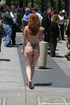 Hot chick with red hair and tattoo mixing with crowd in her raw
