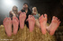 Dazzling sexy ladies enjoy some foot job and fucking in group sex action