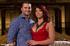 Sexy lady in red dress loved harassing mature handsome man dick and fuck