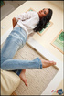 Beguiling beauty seducing with her yummy frnch pedicured toes