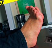 Hot sexy babe shows her suckable virgin toes and lickable wide soles