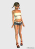 Sexy 3D shemale in white top and miniskirt has big cock