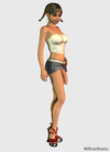Sexy 3D shemale in white top and miniskirt has big cock