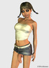 Sexy 3D shemale in white top and miniskirt has big cock