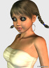 Sexy 3D shemale in white top and miniskirt has big cock
