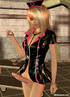 Blond 3D shemale in leather dress with huge cock