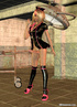 Blond 3D shemale in leather dress with huge cock