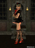 3D red cross shemale with big boobs and hard cock in sexy black dress