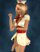 Sexy blond 3D shemale as a nurse