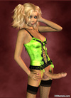 Teen blond 3D shemale in flurescent nightie has large cock
