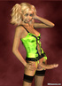 Teen blond 3D shemale in flurescent nightie has large cock