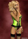 Teen blond 3D shemale in flurescent nightie has large cock