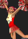 Sexy 3D cheerleader shemale dancing in dress