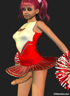 Sexy 3D cheerleader shemale dancing in dress