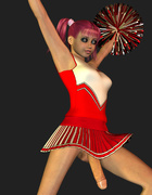 Sexy 3D cheerleader shemale dancing in dress
