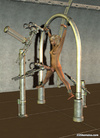 Naked blond 3D shemale ejaculates tied-up in a sexmachine