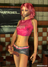 Sexy redhead dickgirl in pink top and miniskirt