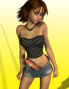 Brunette 3D shemale ready for the party