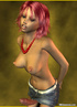 Topless redhead 3D shemale in miniskirt and high heels wanking and ejaculating
