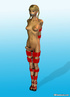 Naked blond 3D shemale with tied arms and legs and taped mouth