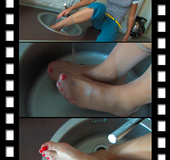 Contentedness with dazzling temptresses' soles and toes