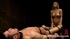 Guy eats pussy while bound and fucked by sex machine